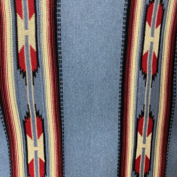 NWOT CHAPS Ralph Lauren Cardigan Sweater Vest 2X Aztec Open Blue Sleeveless 2Pkt - Picture 8 of 12